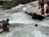 "ولا فى الأفلام".. شرطى أمريكى ينقذ مواطن سقط فى النهر بفرع شجرة.. فيديو