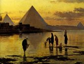 100 لوحة عالمية.."النيل والأهرامات فى الغروب" مصر بلون ذهبى 