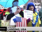 محتجون فى ولاية ميشيجان الأمريكية يتحدون أوامر الحجر الصحى.. فيديو