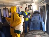 صور.. السكة الحديد تواصل أعمال تعقيم المحطات والقطارات ضد كورونا