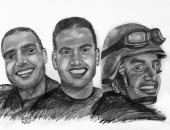 "معتز" يرسم لوحات تجسد الشهيد أحمد المنسى تقديرا لدوره الوطنى