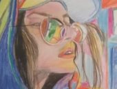 "هدير" من بنى سويف تشارك بلوحات تبرز موهبتها فى الرسم