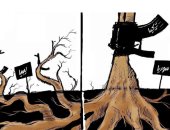 كاريكاتير صحيفة سعودية.. تركيا تزرع الإرهاب فى الأراضى الليبية 