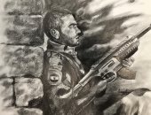 قارئ مصرى بالكويت يشارك برسمة للشهيد المنسى فى ملحمة البرث