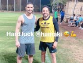 محمد عواد يهزم حماقي فى مباراة كرة قدم خماسية