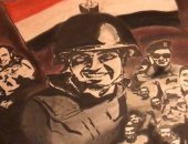 يوسف يبدع فى الرسم ويهدى لوحة إلى أرواح شهداء كمين البرث