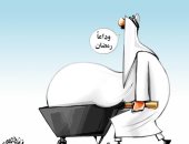 كاريكاتير صحيفة سعودية.. زيادة الوزن مع انتهاء شهر رمضان