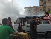  اشتعال النيران بسيارة ملاكى فى ميدان مصطفى محمود بالمهندسين