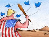 كاريكاتير إمارتى: ترامب يحارب موقع التواصل الإجتماعى "تويتر" 