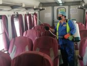 صور.. السكة الحديد تواصل أعمال تعقيم المحطات والقطارات ضد كورونا