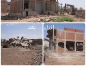 محافظة الجيزة تزيل 30 عقار مخالف بمنطقة التلاجة بكفر الجبل وعقارين بالحوامدية