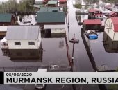 فيديو.. الفيضانات تغمر منطقة مورمانسك الروسية