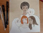 بالورقة والقلم.. "رودينا" من القاهرة تشارك بلوحة تحارب فيها العنصرية