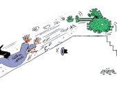 كاريكاتير صحيفة عمانية.. كورونا يقذف بالاقتصاد العالمى إلى المجهول