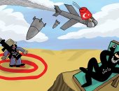 كاريكاتير صحيفة إمارتية .. طائرات أردوغان تترك داعش الإرهابى وتهاجم الأكراد