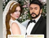 ياسمين عبد العزيز بفستان الزفاف مع أحمد العوضى فى صورة فوتوشوب