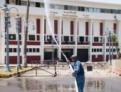 صور.. إجراءات احترازية باستاد الإسكندرية استعدادا لعودة النشاط الرياضى