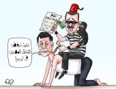 كاريكاتير.. السراج عميل أردوغان يفتح أبواب ليبيا للعدوان التركى 
