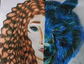 بالألوان.. ندى تشارك برسومات فنية وبورتريه يعبر عن موهبتها