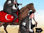 كاريكاتير صحيفة إماراتية .. السراج "خادم" حصان أردوغان فى طريقه لغزو ليبيا
