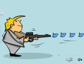 كاريكاتير صحيفة كويتية.. ترامب يحارب معارضيه بتويتر