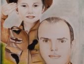 "منار" فنانة تشارك بلوحة للشهيد الشبراوى وابنه تبرز موهبتها بالرسم