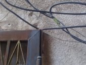 سقوط سلك كهرباء يعرض المارة للخطر بشارع على شرف بالمنصورة