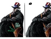 كاريكاتير صحيفة سعودية.. التدهور الاقتصادي وانهيار البورصة يهددان أمريكا 