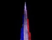 برج خليفة يتزين بالعلم الفرنسى فى يوم الباستيل.. فيديو