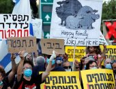 متظاهرون يطالبون باستقالة نتنياهو ويشبهون الحكومة بـ"الخنازير السعيدة"‏