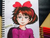 "نور" من دمياط تشارك صحافة المواطن بعدد من لوحاتها لإبراز موهبتها الفنية