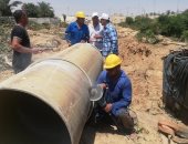 إصلاح خط مياه قطر 1000 مِم ببئر العبد فى شمال سيناء