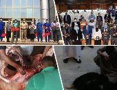 أفراد البالطو الأبيض يحتفلون بالعيد.. طاقم "الأقصر العام" يذبحون خروفًا أمام بوابة المستشفى.. وإدارة "أسوان التخصصى" تهنئ مرضى كورونا.. وخروج حالات جديدة فى العيد.. وتكريم أعضاء حملة معًا ضد الكورونا.. صور