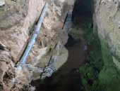 كسر ماسورة مياه خط رئيسى بمدينة الباويطى بالواحات البحرية