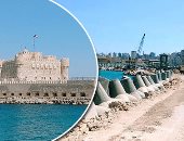 أضخم مشروع للحفاظ على قلعة قايتباى الأثرية بالإسكندرية.. إنجاز 53% من مشروع حماية القلعة من النحر والتآكل.. آثار الإسكندرية: حاجز الأمواج يمتد لـ 550 متر.. وتكلفة المشروع 267 مليون جنيه ومدة تنفيذه 20 شهرًا