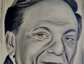 قارىء فلسطينى يبرز موهبته فى الرسم ببورتريه للفنان عادل إمام 