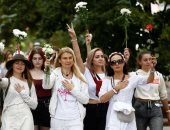 مسيرة نسائية فى بيلاروسيا ضد العنف خلال احتجاجات رفض نتائج انتخابات الرئاسة
