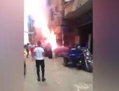 شاهد.. لحظة انفجار كابينة كهرباء بشارع الفادى فى فيصل