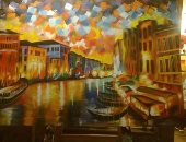 "كرم فليفل " من طنطا يشارك بلوحات تعبر عن موهبته فى الرسم