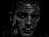 "عبد الله" يبدع بلوحة للفنان محمود حميدة بطريقة الشخبطة الديجيتال