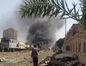 السيطرة على حريق بورشة مخزن القطارات بمحطة الواسطى فى بنى سويف
