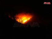 صور.. استمرار اشتعال النيران فى محمية الشوح بريف اللاذقية بسوريا