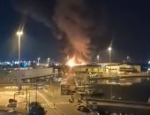 فيديو.. حريق هائل فى ميناء أنكونا الإيطالى