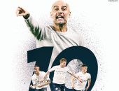 مانشستر سيتى يحتفى بتسجيل رقم قياسى بصورة جوارديولا ونجوم السماوى