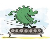 كاريكاتير صحيفة كويتية.. فيروس كورونا يستعد للموجة الثانية