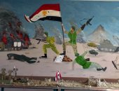 طلاب مدرسة إعدادى بدمياط يحولون الجدران لملحمة وطنية استعدادا لذكرى أكتوبر