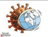 كاريكاتير اليوم.. كورونا وحش يلتهم الكرة الأرضية