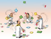 وسائل التواصل الاجتماعى منصات لتبادل الاتهامات فى كاريكاتير سعودى