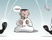 الشخص "المؤدلج" يفقد عقله ويتركه للأخرين للتحكم فيه فى كاريكاتير سعودى