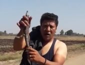 صياد بالغربية يصطاد تمساح صغير ببحر ميت يزيد .. فيديو